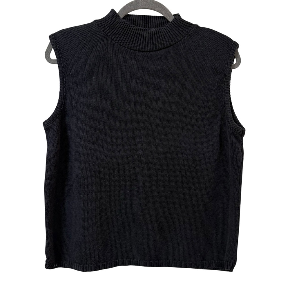Pierre Cardin mock neck sweater vest blue 100% cotton mens LARGE (fits M/L)